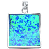 <span>CLOSEOUT!</span>  Blue Oval Square Shape  .925 Sterling Silver Pendant