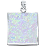   White Opal Square Shape .925 Sterling Silver Pendant