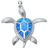 Blue Opal Turtle Beach .925 Sterling Silver Pendant