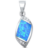 <span>¡OFERTA FINAL! </span>Colgante único de ópalo azul y circonita cúbica de plata de ley .925