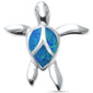 Cute Blue Opal Turtle  .925 Sterling Silver Pendant
