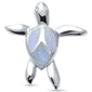 Cute White Opal Turtle  .925 Sterling Silver Pendant