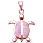 Cute Pink Opal Rose Gold Turtle  .925 Sterling Silver Pendant