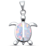 <span>CLOSEOUT! </span>Cute White Opal Turtle  .925 Sterling Silver Pendant