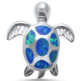 Cute Blue Opal Turtle  .925 Sterling Silver Pendant