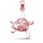 <span>CLOSEOUT! </span>Cute Pink Opal Rose Gold Turtle  .925 Sterling Silver Pendant