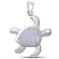 Cute White Opal Turtle  .925 Sterling Silver Pendant
