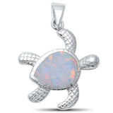 Cute White Opal Turtle  .925 Sterling Silver Pendant