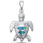 <span>CLOSEOUT! </span>Cute Blue Opal Turtle  .925 Sterling Silver Pendant