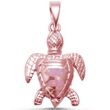 Cute Pink Opal Rose Gold Turtle  .925 Sterling Silver Pendant