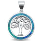 Blue Opal Family Tree of Life Whimsical .925 Sterling Silver Charm Pendant