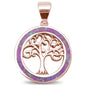 Rose Gold Plated Pink Opal Family Tree of Life .925 Sterling Silver Pendant