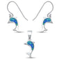 Blue Opal Dolphin .925 Sterling Silver Earring & Pendant set .5"