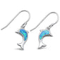 Blue Opal Dolphin Dangle .925 Sterling Silver Earrings