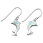 White Opal Dolphin Dangle .925 Sterling Silver Earrings