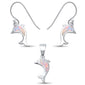 White Opal Dolphin .925 Sterling Silver Earring & Pendant set .5"