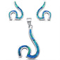 <span>CLOSEOUT!</span> Blue Opal Wave .925 Sterling Silver Earring & Pendant set 1"