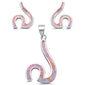 <span>CLOSEOUT!</span> Pink Opal Wave .925 Sterling Silver Earring & Pendant set 1"