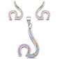 <span>CLOSEOUT!</span> White Opal Wave .925 Sterling Silver Earring & Pendant set 1"