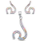  White Opal Wave .925 Sterling Silver Earring & Pendant set 1"