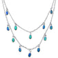 Blue Opal Waterfalls .925 Sterling Silver Necklace 15" Ext 2"