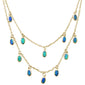 Yellow Gold Plated Blue Opal Waterfalls .925 Sterling Silver Necklace