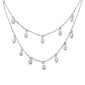 White Opal Waterfalls .925 Sterling Silver Necklace 15" Ext 2"
