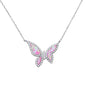 Pink Opal Butterfly .925 Sterling Silver Charm Pendant