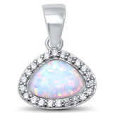 White Opal & Cz .925 Sterling Silver Pendant