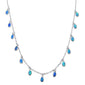 Blue Opal Waterfalls .925 Sterling Silver Necklace 16" Ext 2"