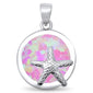 Round Pink Opal Starfish .925 Sterling Silver Pendant