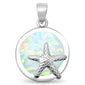 Round White Opal Starfish .925 Sterling Silver Pendant