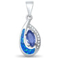 Tear Drop Tanzanite & Blue Opal .925 Sterling Silver Pendant