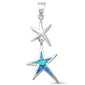 <span>CLOSEOUT! </span>Blue Opal Double Star .925 Sterling Silver Pendant