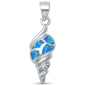 Blue Opal Twisted Shell Fashion .925 Sterling Silver Pendant