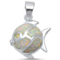 <span>CLOSEOUT! </span>White Opal Fish .925 Sterling Silver Pendant