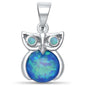 Blue Opal Owl .925 Sterling Silver Pendant