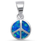 Blue Opal Peace Sign .925 Sterling Silver Pendant