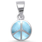 Natural Larimar Peace Sign .925 Sterling Silver Charm Pendant
