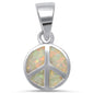White Opal Peace Sign .925 Sterling Silver Pendant