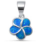 10MM Blue Opal Flower .925 Sterling Silver Pendant