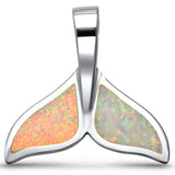 <span>CLOSEOUT! </span>White Opal Whale Tale .925 Sterling Silver Pendant