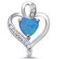 Blue Opal Heart & CZ .925 Sterling Silver Pendant
