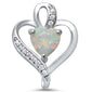 White Opal Heart & CZ .925 Sterling Silver Pendant