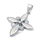 <span>CLOSEOUT! </span>White Opal & Cubic Zirconia Cross .925 Sterling Silver Pendant