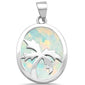 <span>CLOSEOUT! </span>Solid White Opal with Palm Tree Design .925 Sterling Silver Pendant