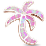 Rose Gold Plated Pink Opal Palm Tree .925 Sterling Silver Pendant