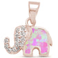 <span>CLOSEOUT! </span>Rose Gold Plated Pink Opal & Cubic Zirconia Elephant Design .925 Sterling Silver Pendant