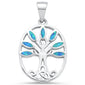 Blue Opal Tree of Life .925 Sterling Silver Pendant