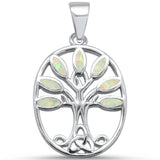 <span>CLOSEOUT! </span>White Opal Tree of Life .925 Sterling Silver Pendant